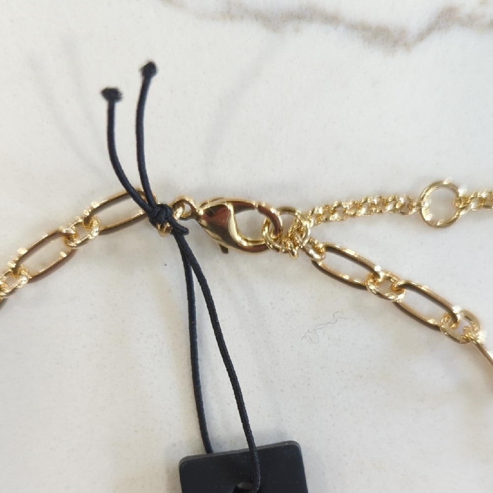 Ann Taylor Gold Link Lariat Necklace with Ring Drop - Picture 5 of 8